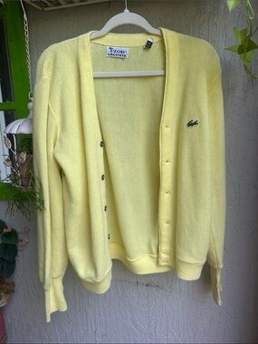 Lacoste Women’s Light Yellow Crocodile Logo Cardigan